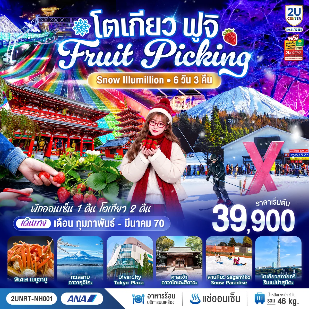 โตเกียว ฟูจิ FRUIT PICKING SNOW Illumillion 6 วัน 3 คืน โดยสายการบินออล นิปปอน แอร์เวย์